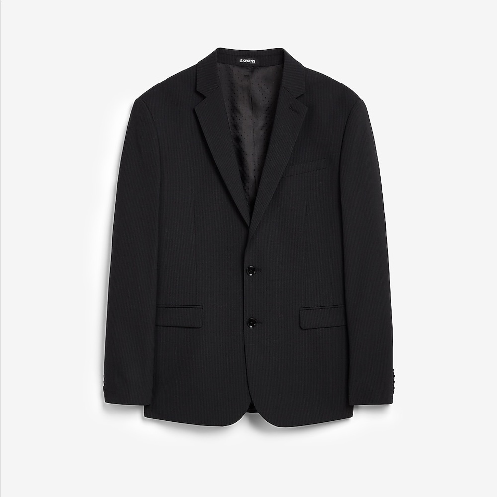 Express Slim Black Stripe Wool-Blend Suit Jacket